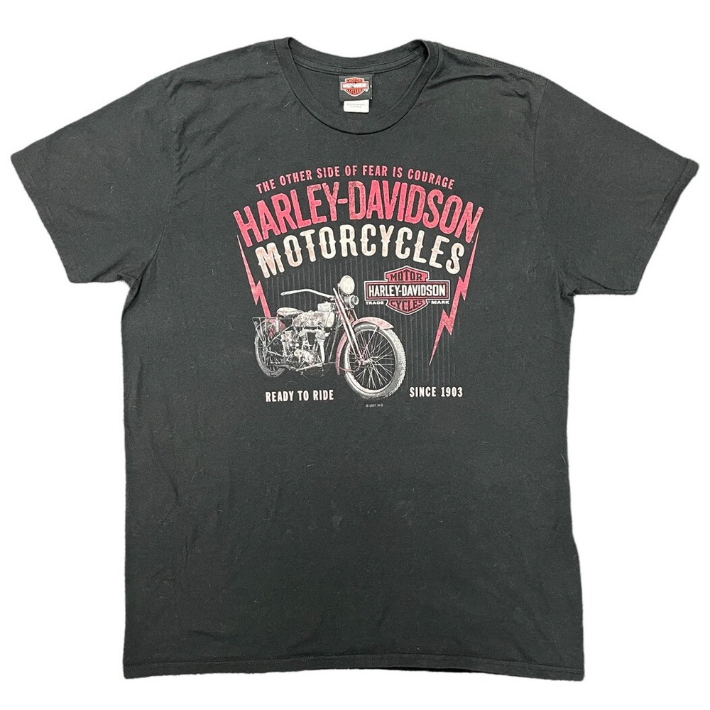 Harley-Davidson Rubber City Akron OH Black XL Dealer Motorcycle Graphic T-Shirt